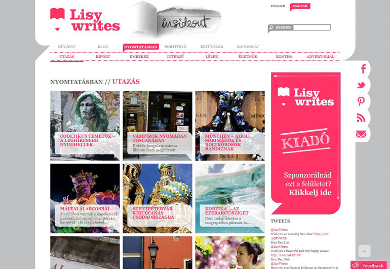 Lisy Writes features page